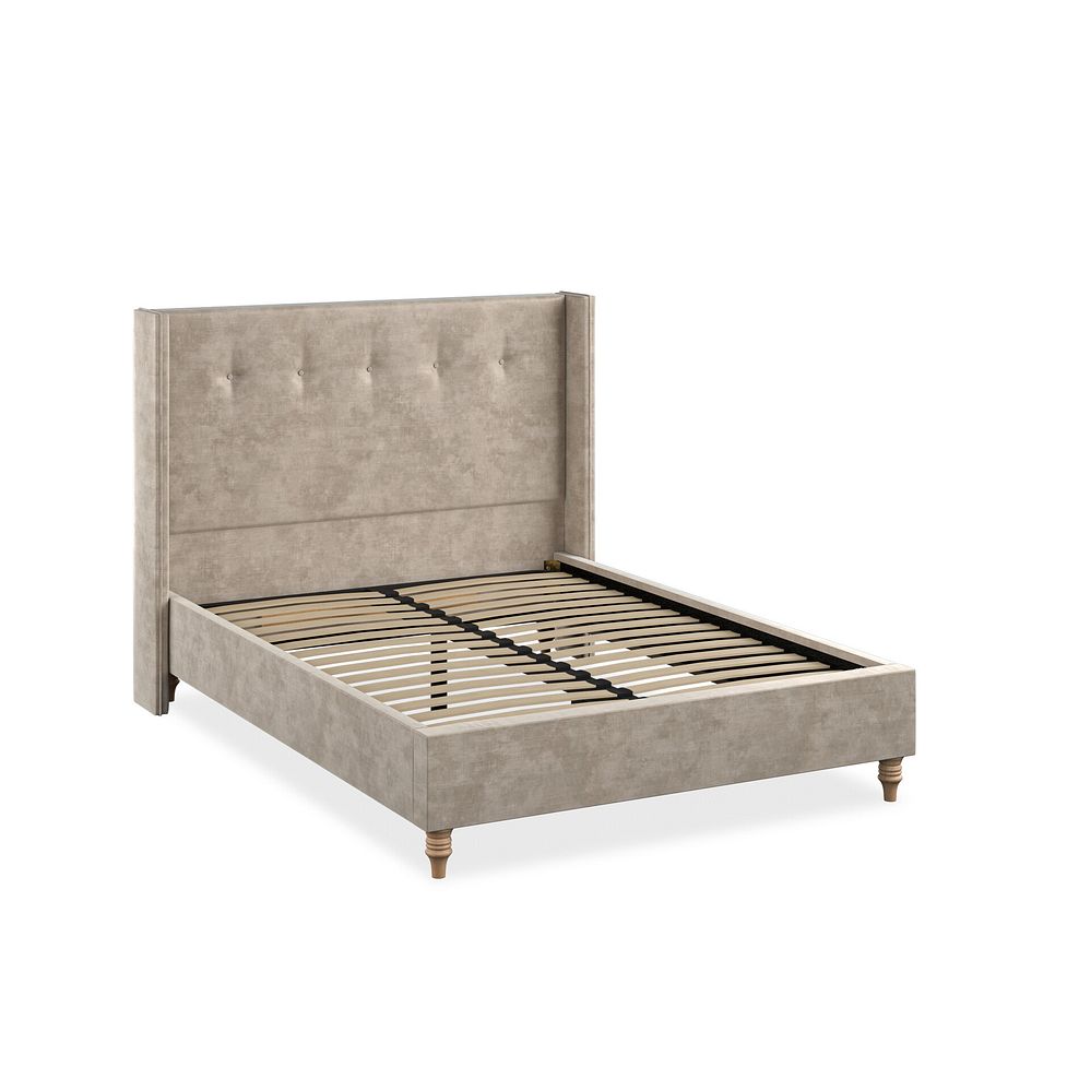 Kent Double Bed with Winged Headboard in Heritage Velvet - Mink 2