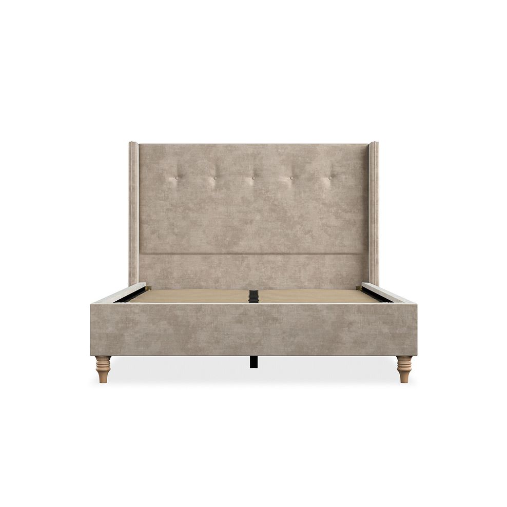 Kent Double Bed with Winged Headboard in Heritage Velvet - Mink 3