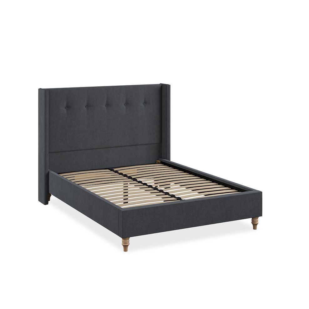 Kent Double Bed with Winged Headboard in Venice Fabric - Anthracite Thumbnail 2