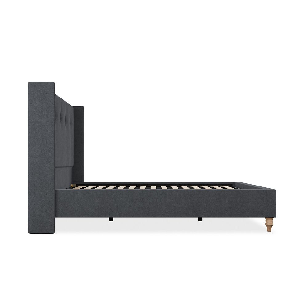Kent Double Bed with Winged Headboard in Venice Fabric - Anthracite 4