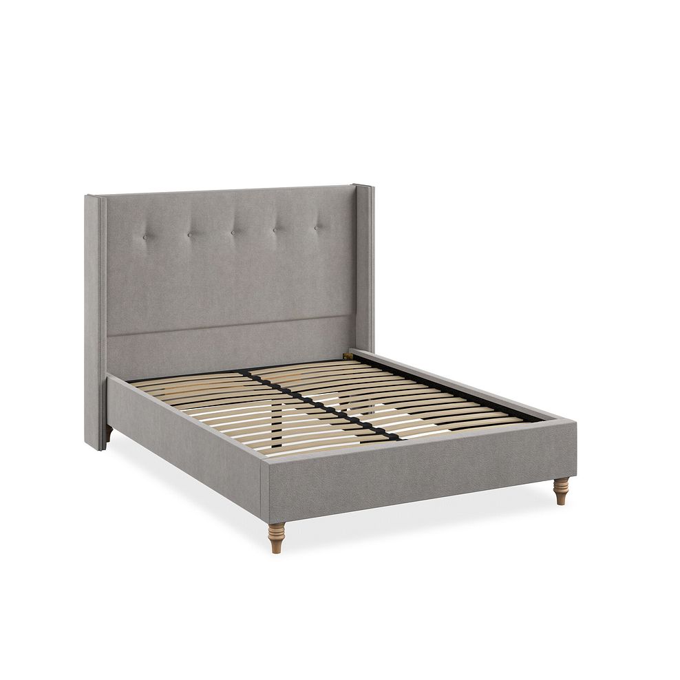 Kent Double Bed with Winged Headboard in Venice Fabric - Grey 2
