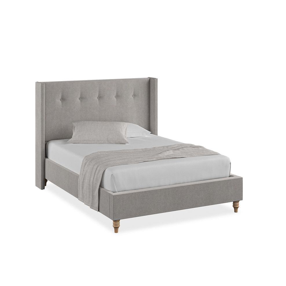 Kent Double Bed with Winged Headboard in Venice Fabric - Grey 1
