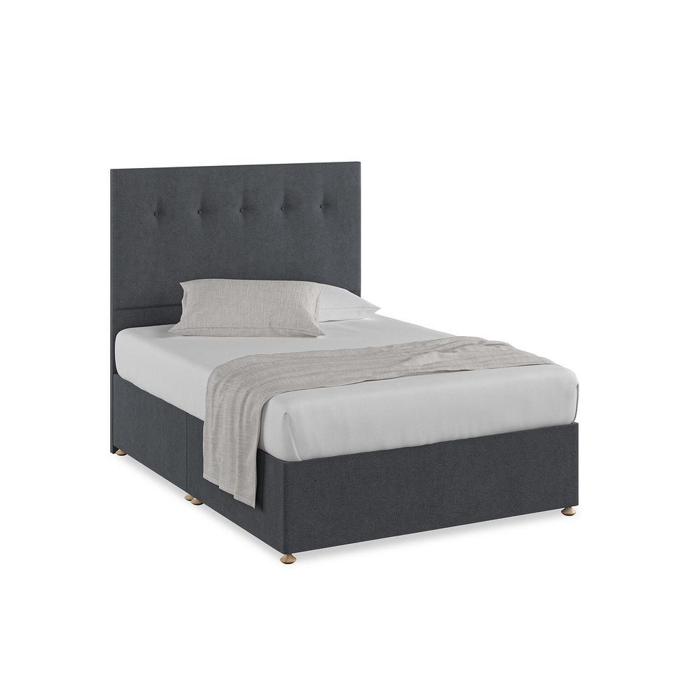 Kent Double Divan Bed in Venice Fabric - Anthracite 1