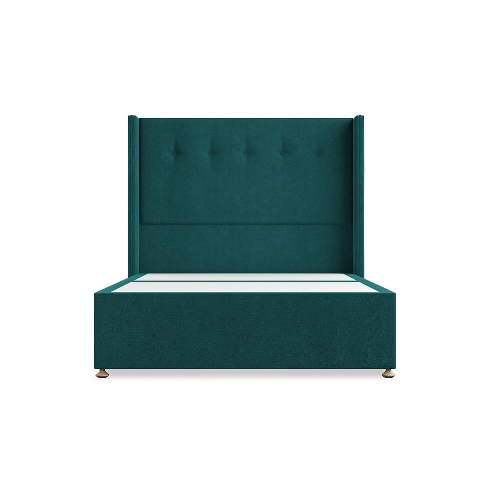 Kent Double Divan Bed with Winged Headboard in Venice Fabric - Teal 3