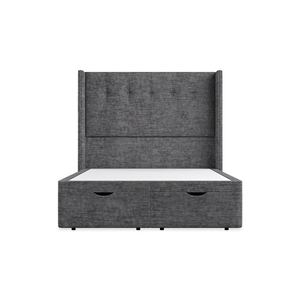 Kent Double Storage Ottoman Bed with Winged Headboard in Brooklyn Fabric - Asteroid Grey 4
