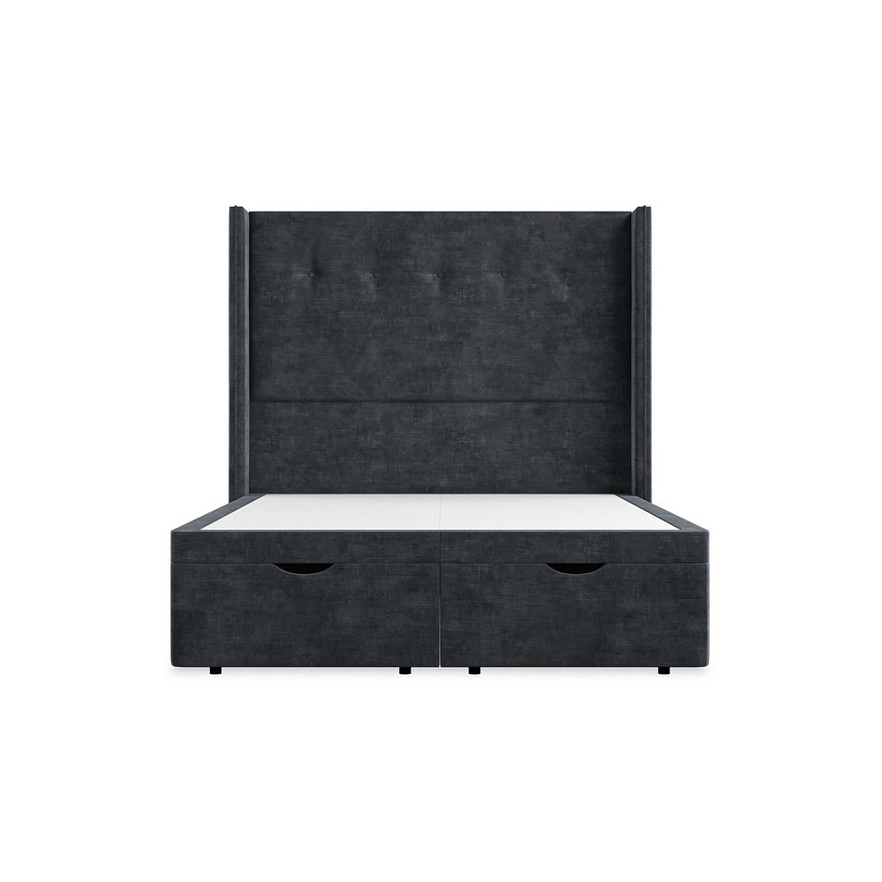 Kent Double Storage Ottoman Bed with Winged Headboard in Heritage Velvet - Charcoal Thumbnail 4