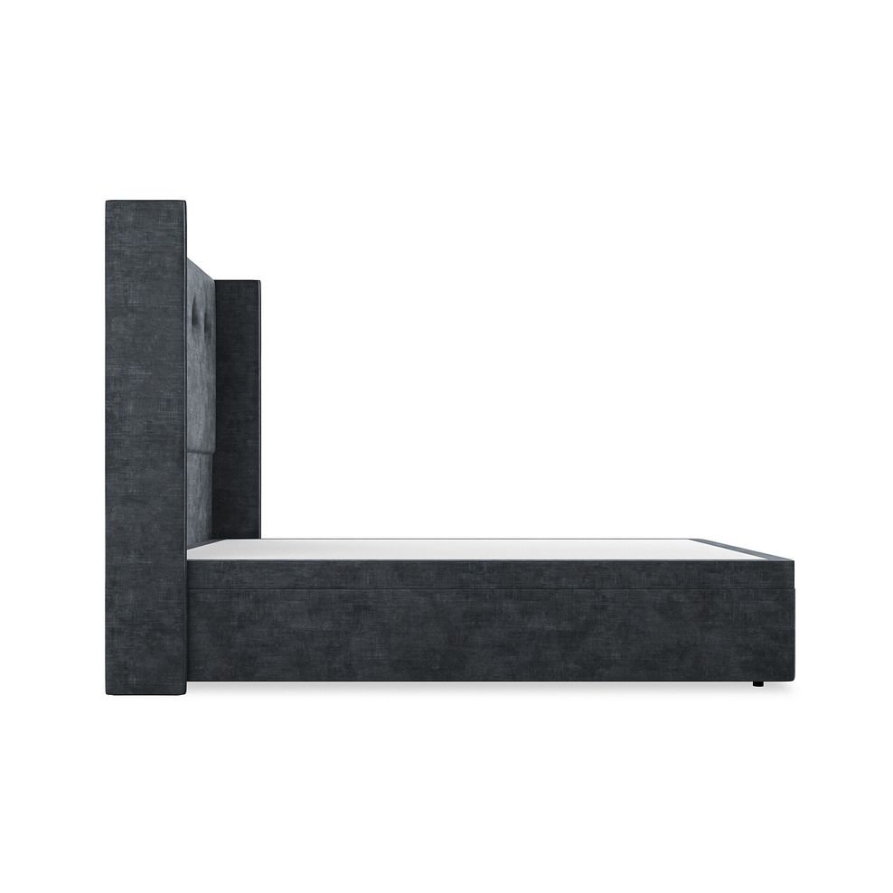 Kent Double Storage Ottoman Bed with Winged Headboard in Heritage Velvet - Charcoal Thumbnail 5