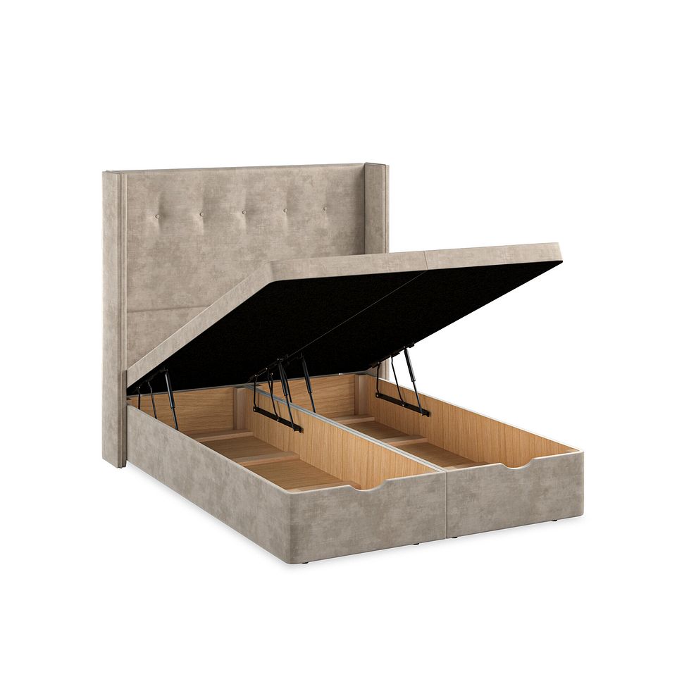 Kent Double Storage Ottoman Bed with Winged Headboard in Heritage Velvet - Mink Thumbnail 3