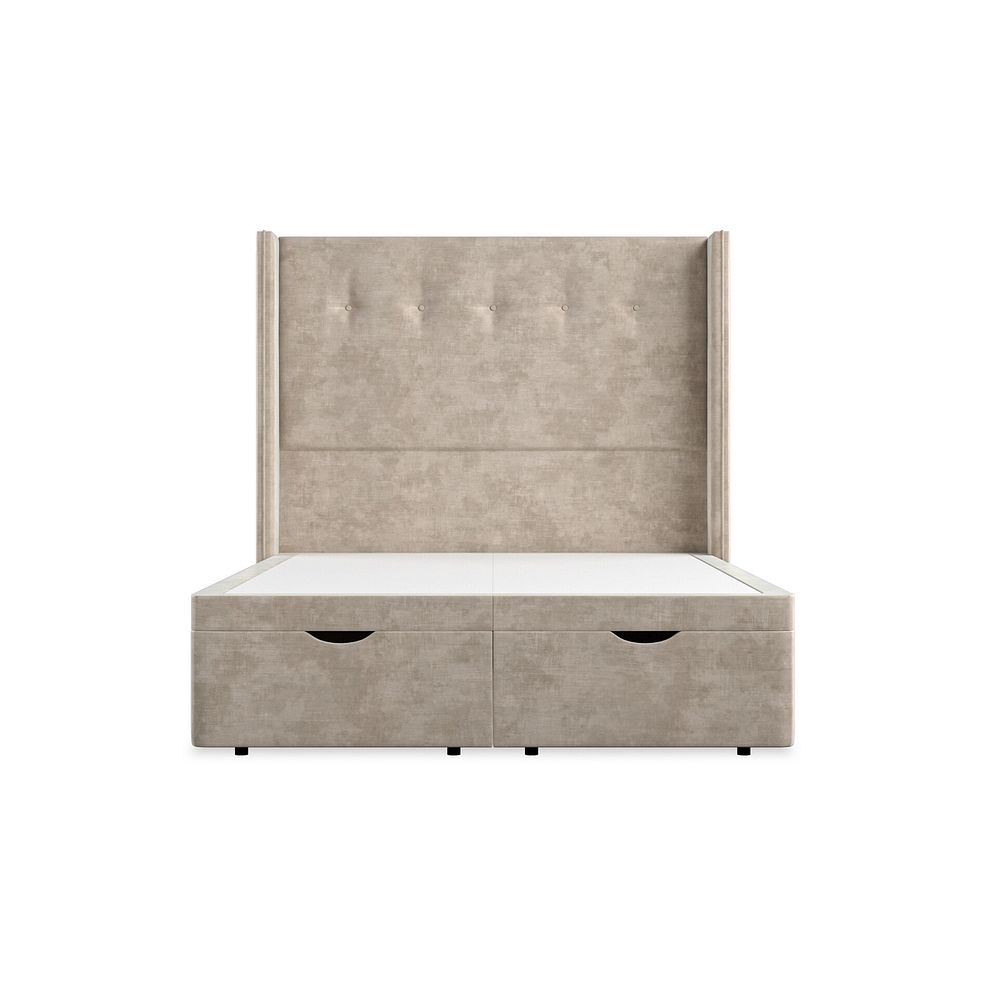 Kent Double Storage Ottoman Bed with Winged Headboard in Heritage Velvet - Mink Thumbnail 4