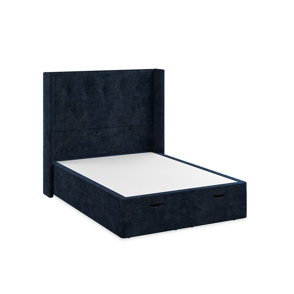 Kent Double Storage Ottoman Bed with Winged Headboard in Heritage Velvet - Royal Blue Thumbnail 2