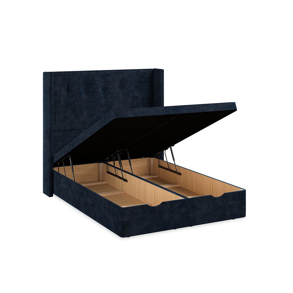 Kent Double Storage Ottoman Bed with Winged Headboard in Heritage Velvet - Royal Blue 3