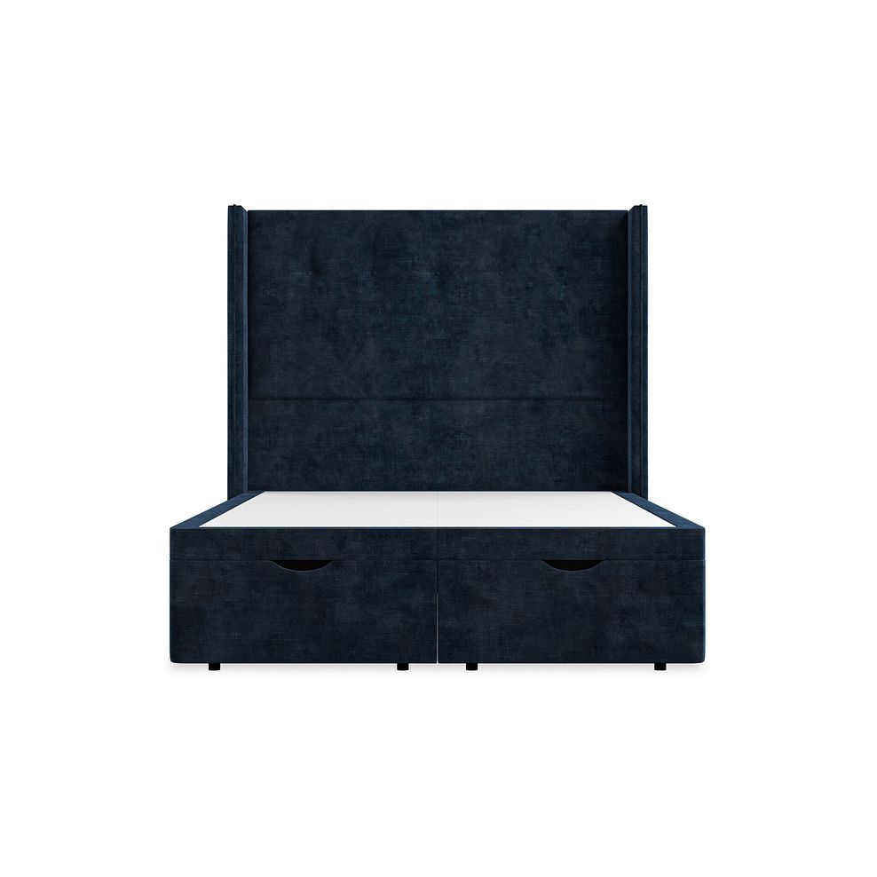Kent Double Storage Ottoman Bed with Winged Headboard in Heritage Velvet - Royal Blue Thumbnail 4
