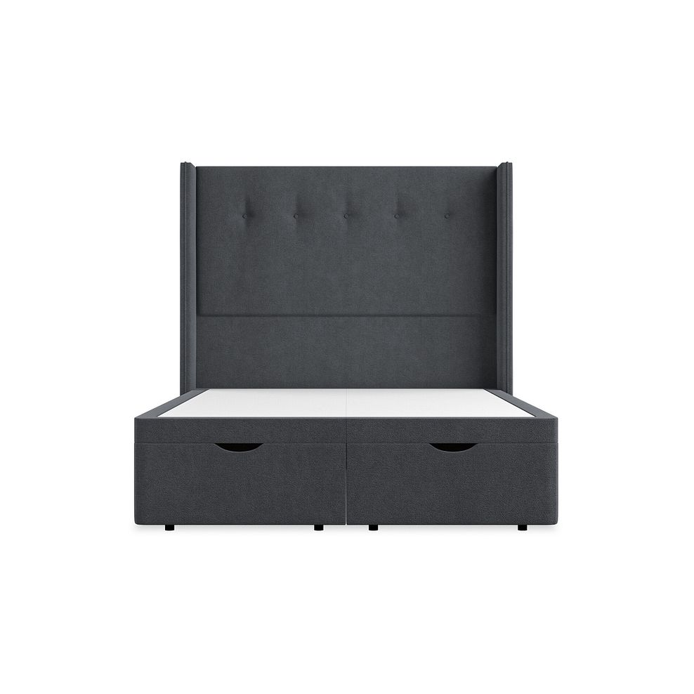 Kent Double Storage Ottoman Bed with Winged Headboard in Venice Fabric - Anthracite Thumbnail 4