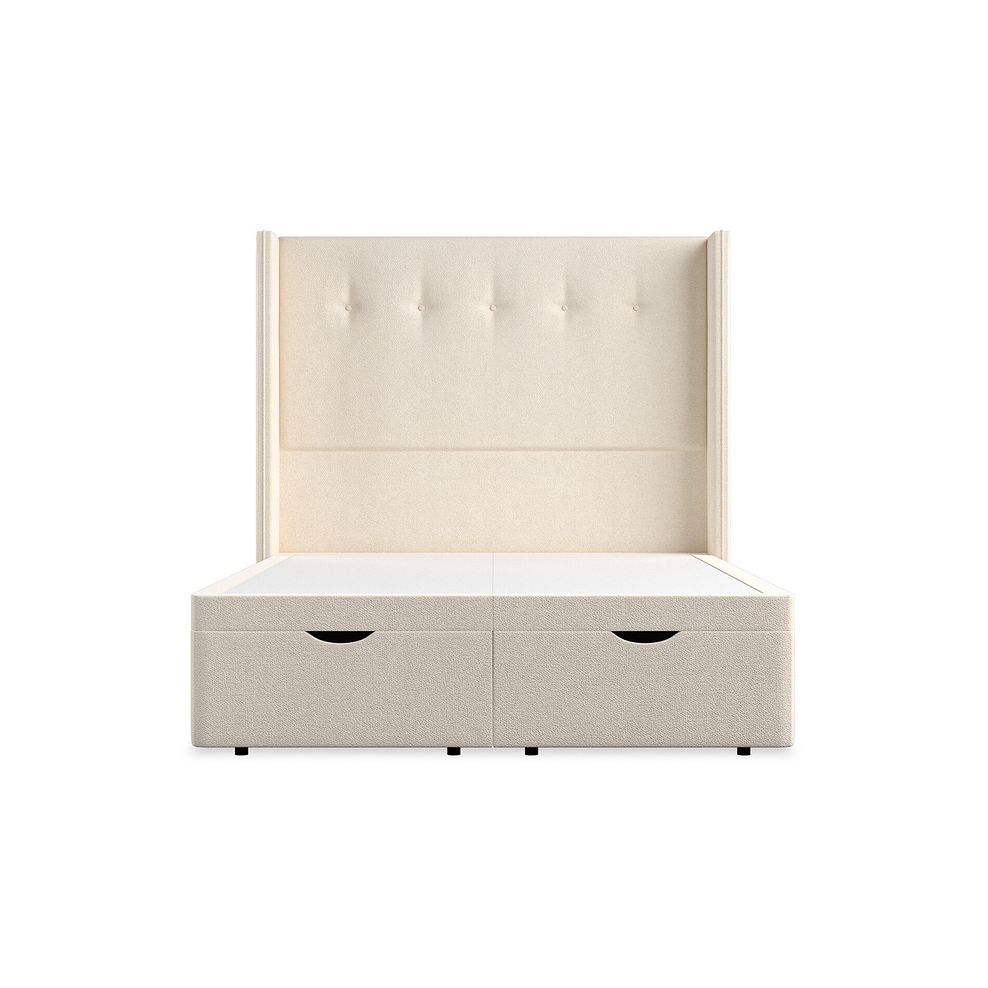 Kent Double Storage Ottoman Bed with Winged Headboard in Venice Fabric - Cream 4