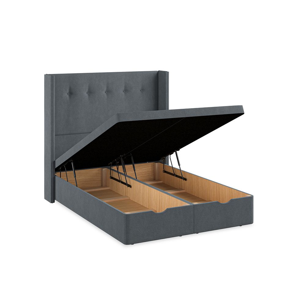 Kent Double Storage Ottoman Bed with Winged Headboard in Venice Fabric - Graphite Thumbnail 3