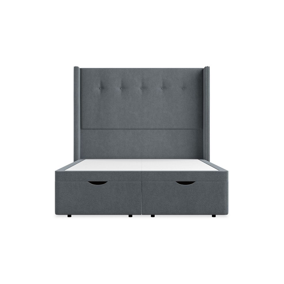 Kent Double Storage Ottoman Bed with Winged Headboard in Venice Fabric - Graphite Thumbnail 4
