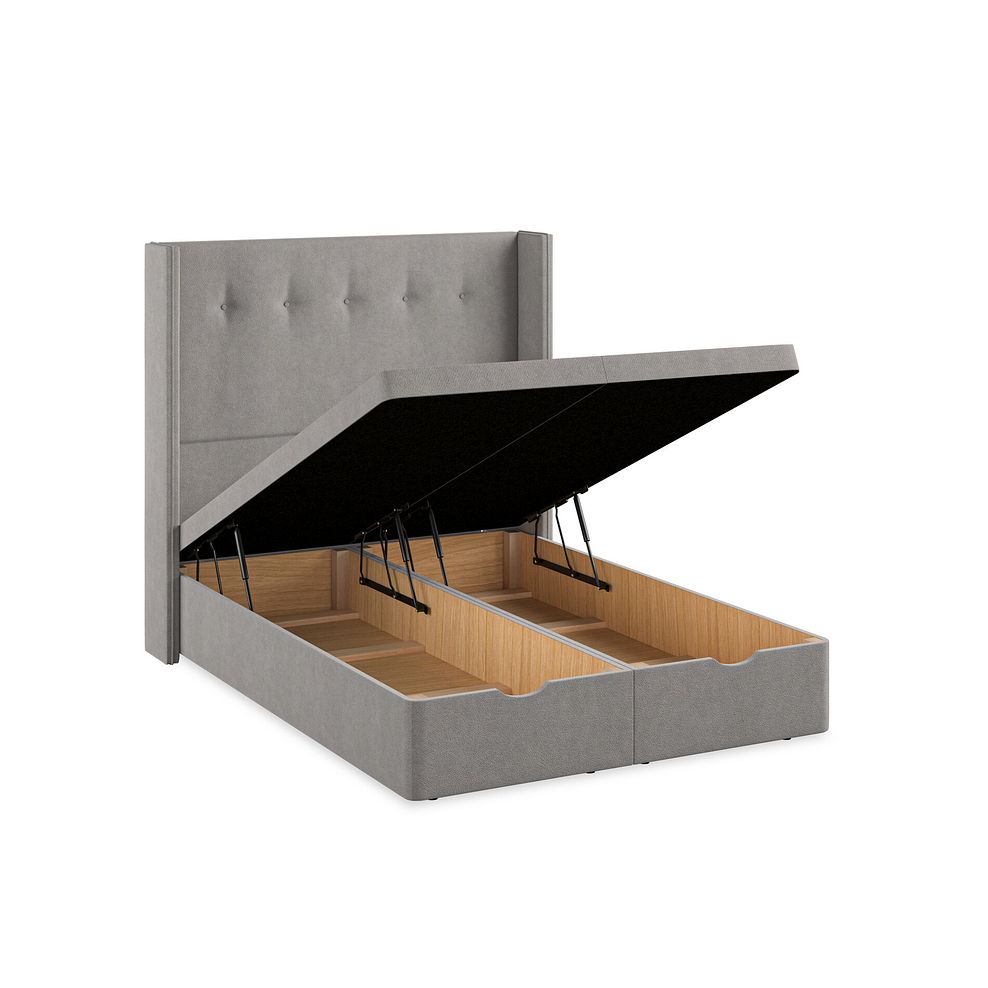 Kent Double Storage Ottoman Bed with Winged Headboard in Venice Fabric - Grey Thumbnail 3