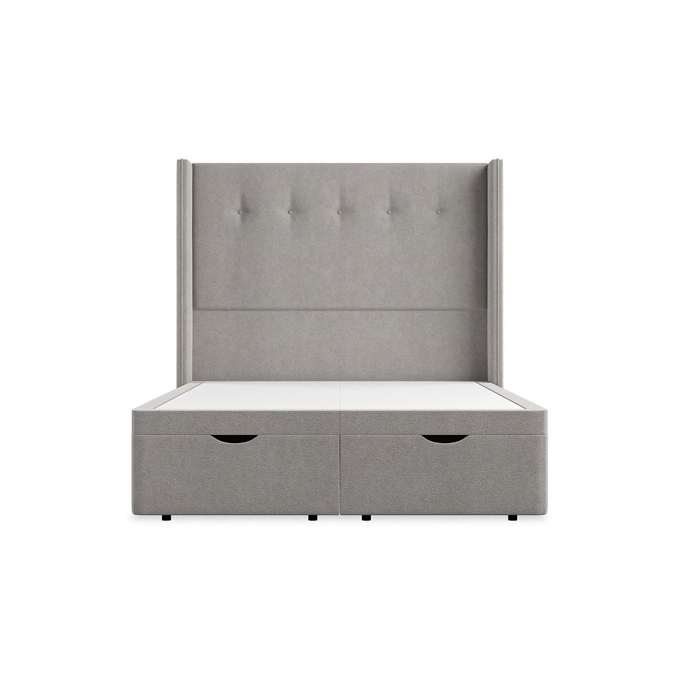 Kent Double Storage Ottoman Bed with Winged Headboard in Venice Fabric - Grey 4