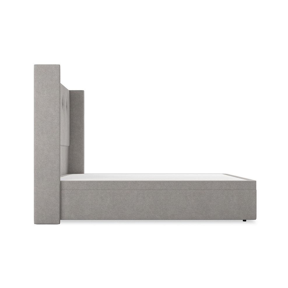 Kent Double Storage Ottoman Bed with Winged Headboard in Venice Fabric - Grey 5