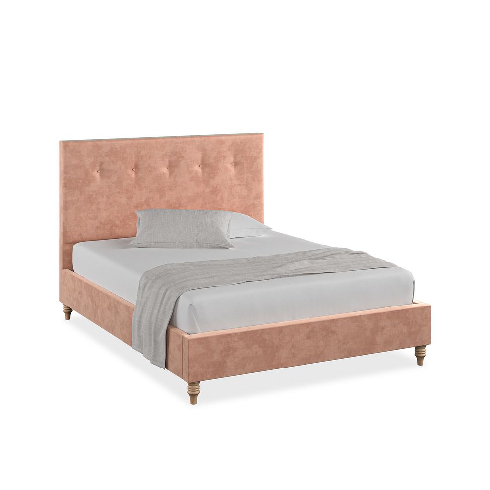 Kent King-Size Bed in Heritage Velvet - Powder Pink 1