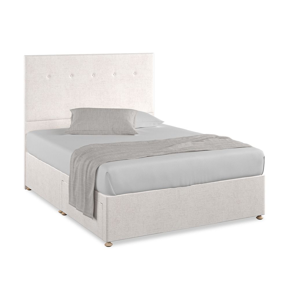 Kent King-Size 2 Drawer Divan Bed in Brooklyn Fabric - Lace White 1