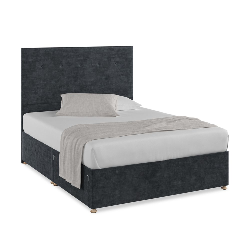 Kent King-Size 2 Drawer Divan Bed in Heritage Velvet - Charcoal 1