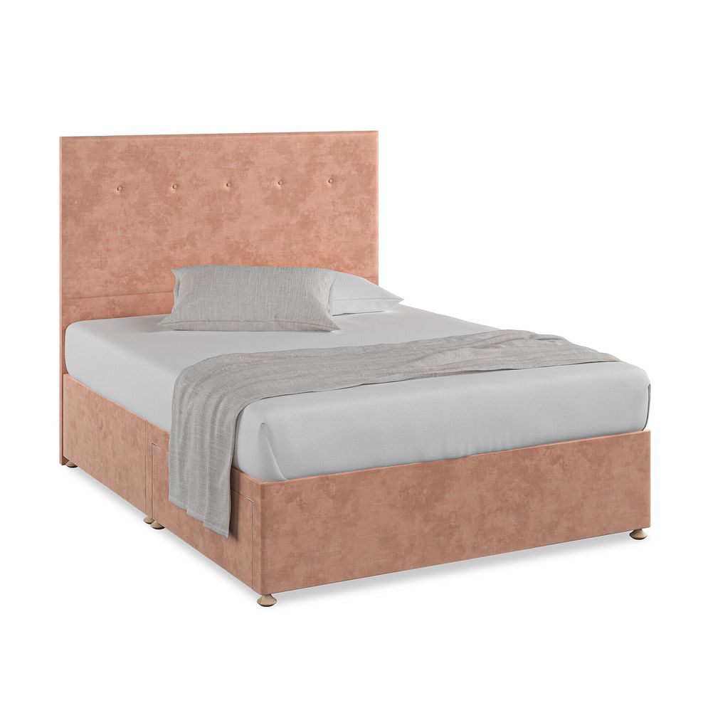 Kent King-Size 2 Drawer Divan Bed in Heritage Velvet - Powder Pink 1