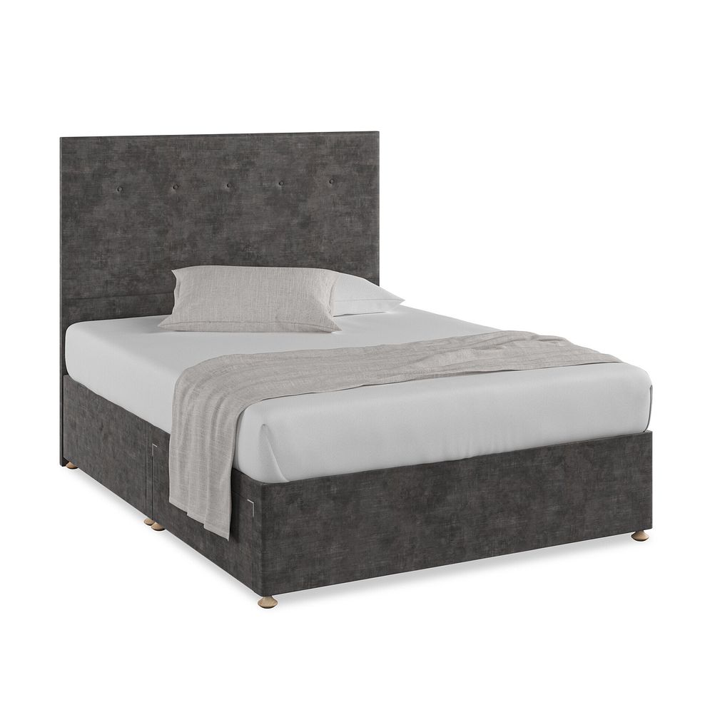 Kent King-Size 2 Drawer Divan Bed in Heritage Velvet - Steel 1
