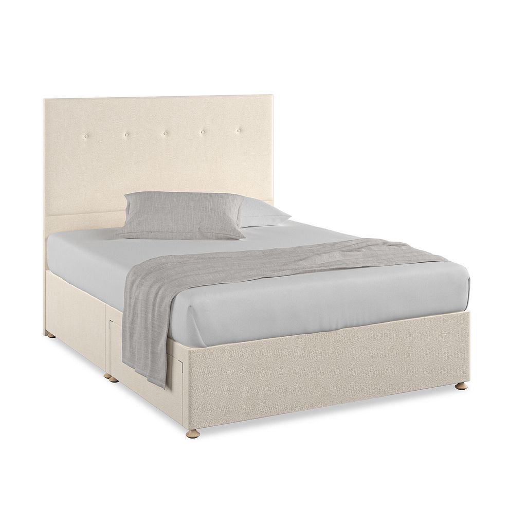 Kent King-Size 2 Drawer Divan Bed in Venice Fabric - Cream 1
