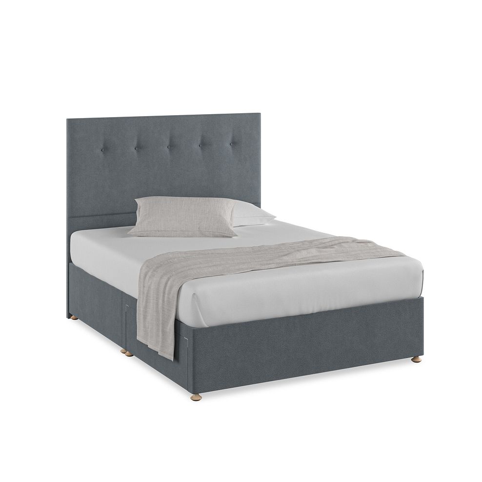Kent King-Size 2 Drawer Divan Bed in Venice Fabric - Graphite 1