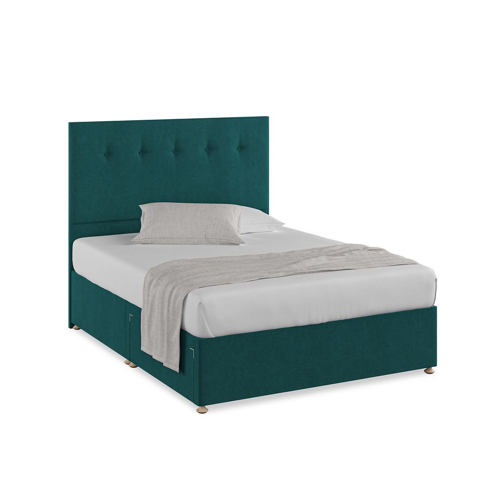 Kent King-Size 2 Drawer Divan Bed in Venice Fabric - Teal 1