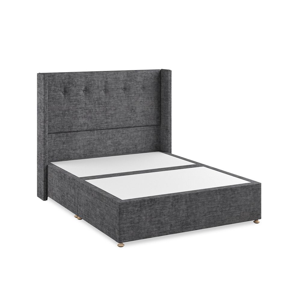 Kent King-Size 2 Drawer Divan Bed with Winged Headboard in Brooklyn Fabric - Asteroid Grey 2