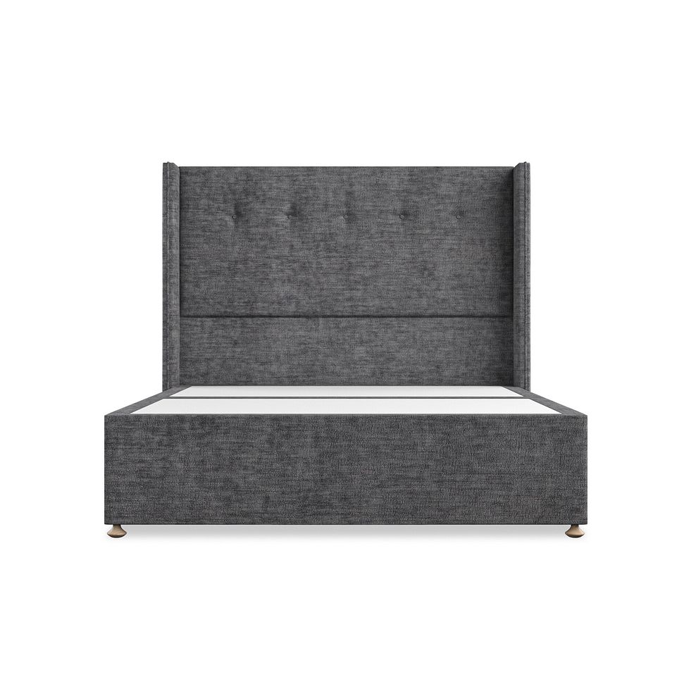 Kent King-Size 2 Drawer Divan Bed with Winged Headboard in Brooklyn Fabric - Asteroid Grey 3