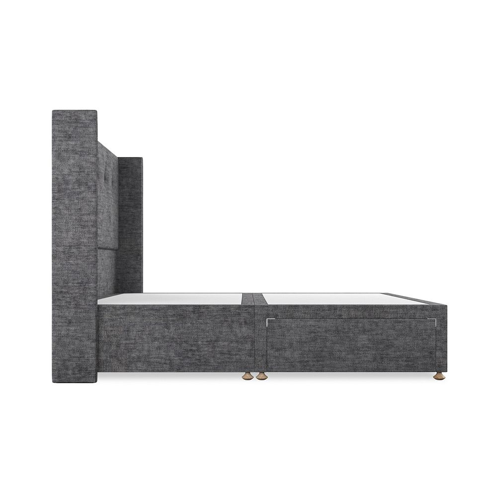 Kent King-Size 2 Drawer Divan Bed with Winged Headboard in Brooklyn Fabric - Asteroid Grey 4