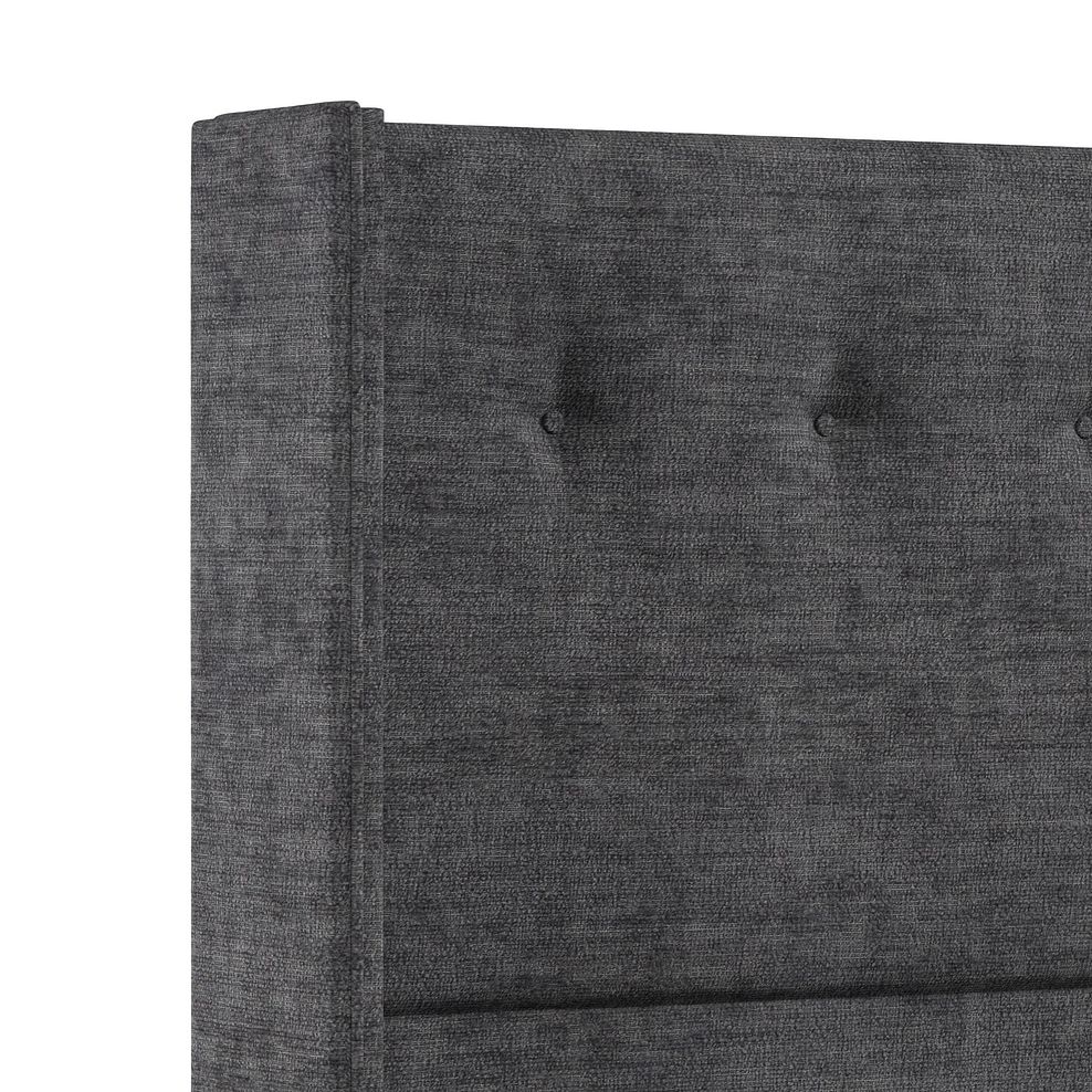 Kent King-Size 2 Drawer Divan Bed with Winged Headboard in Brooklyn Fabric - Asteroid Grey 5