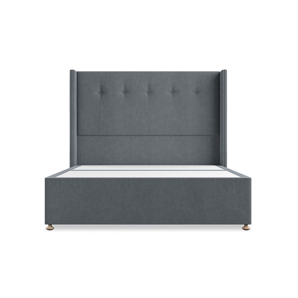 Kent King-Size 2 Drawer Divan Bed with Winged Headboard in Venice Fabric - Graphite 3