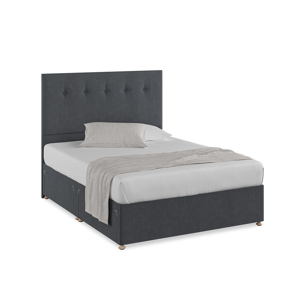 Kent King-Size 4 Drawer Divan Bed in Venice Fabric - Anthracite 1