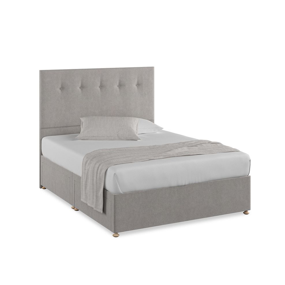 Kent King-Size 4 Drawer Divan Bed in Venice Fabric - Grey 1