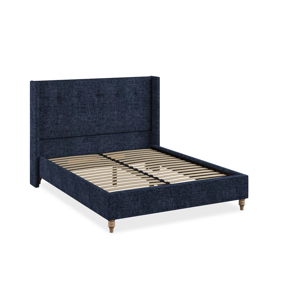 Kent King-Size Bed with Winged Headboard in Brooklyn Fabric - Hummingbird Blue 2