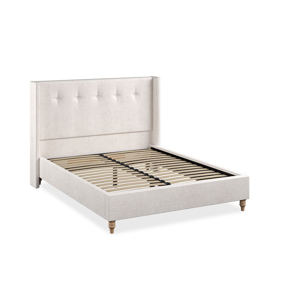 Kent King-Size Bed with Winged Headboard in Brooklyn Fabric - Lace White 2
