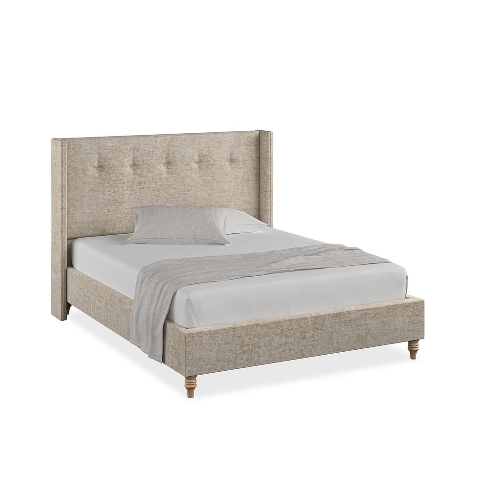 Kent King-Size Bed with Winged Headboard in Brooklyn Fabric - Quill Grey 1