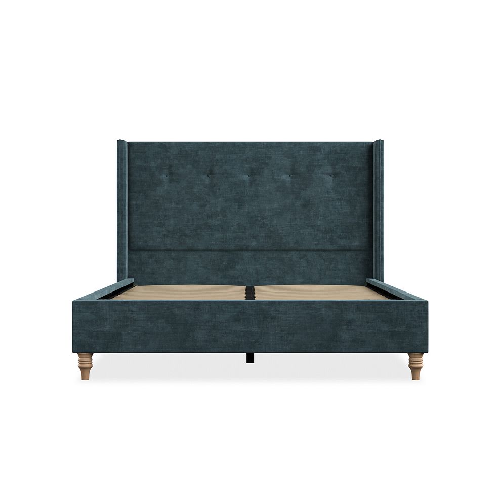 Kent King-Size Bed with Winged Headboard in Heritage Velvet - Airforce 3