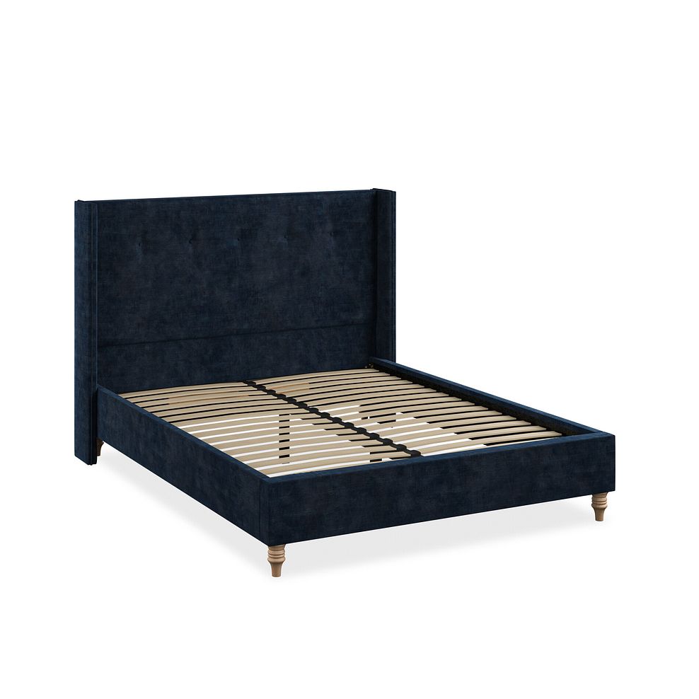 Kent King-Size Bed with Winged Headboard in Heritage Velvet - Royal Blue 2