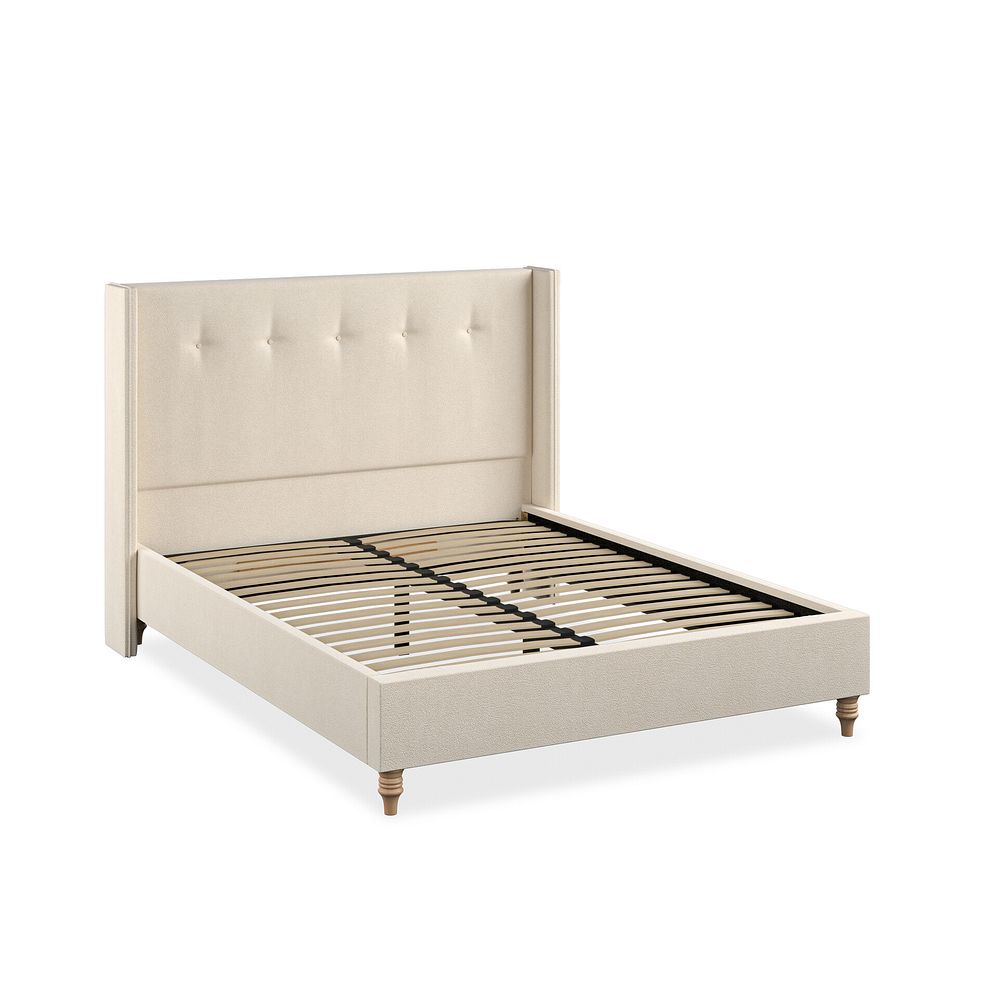 Kent King-Size Bed with Winged Headboard in Venice Fabric - Cream 2