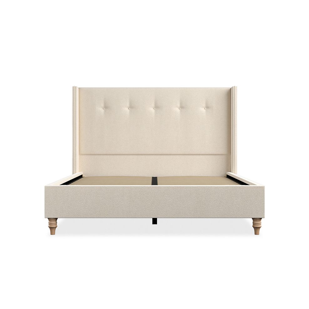 Kent King-Size Bed with Winged Headboard in Venice Fabric - Cream 3