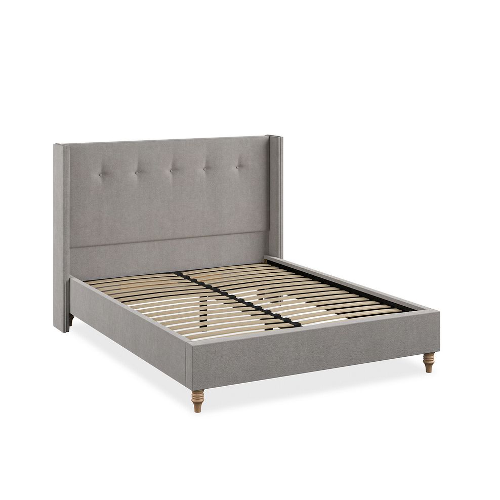 Kent King-Size Bed with Winged Headboard in Venice Fabric - Grey 2