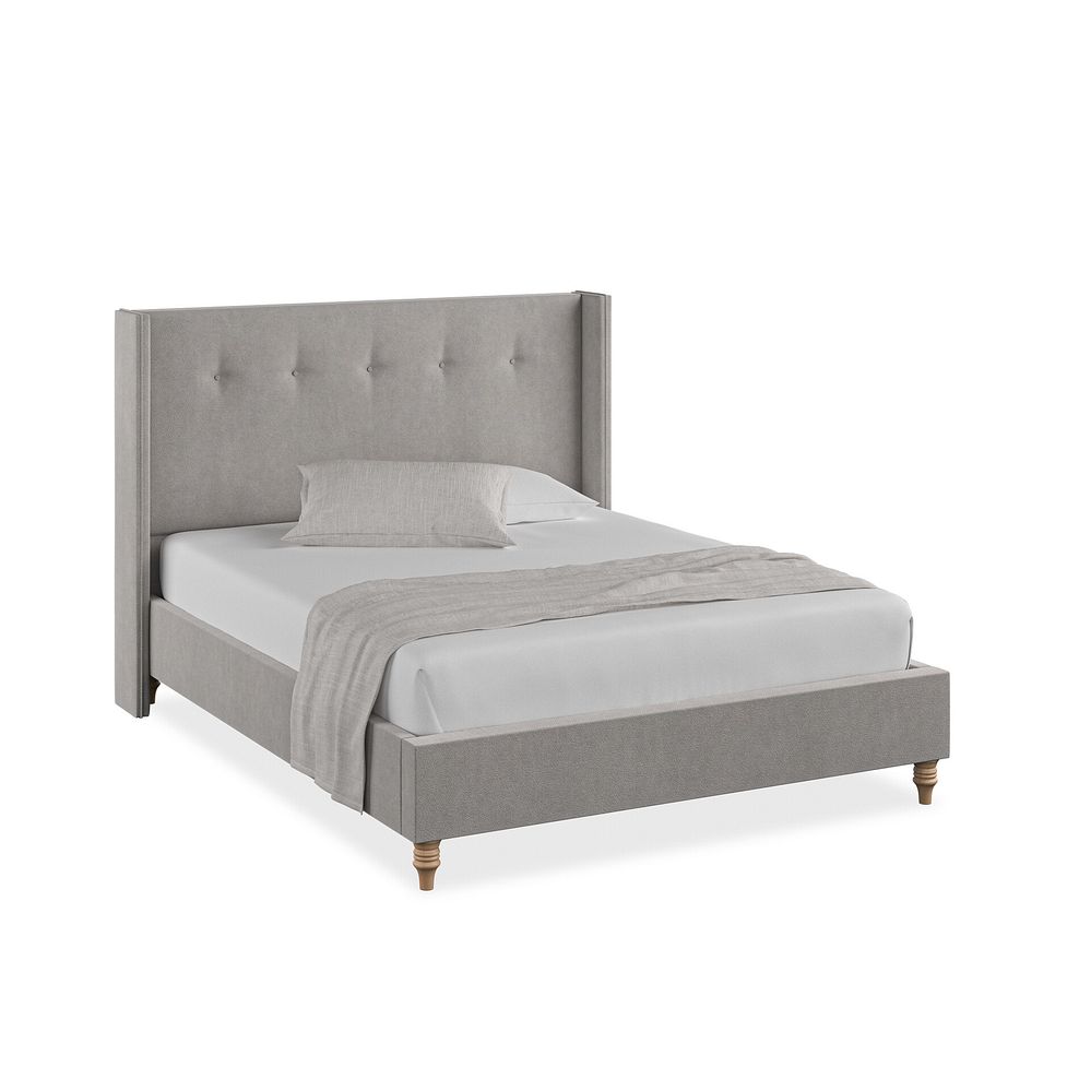 Kent King-Size Bed with Winged Headboard in Venice Fabric - Grey 1