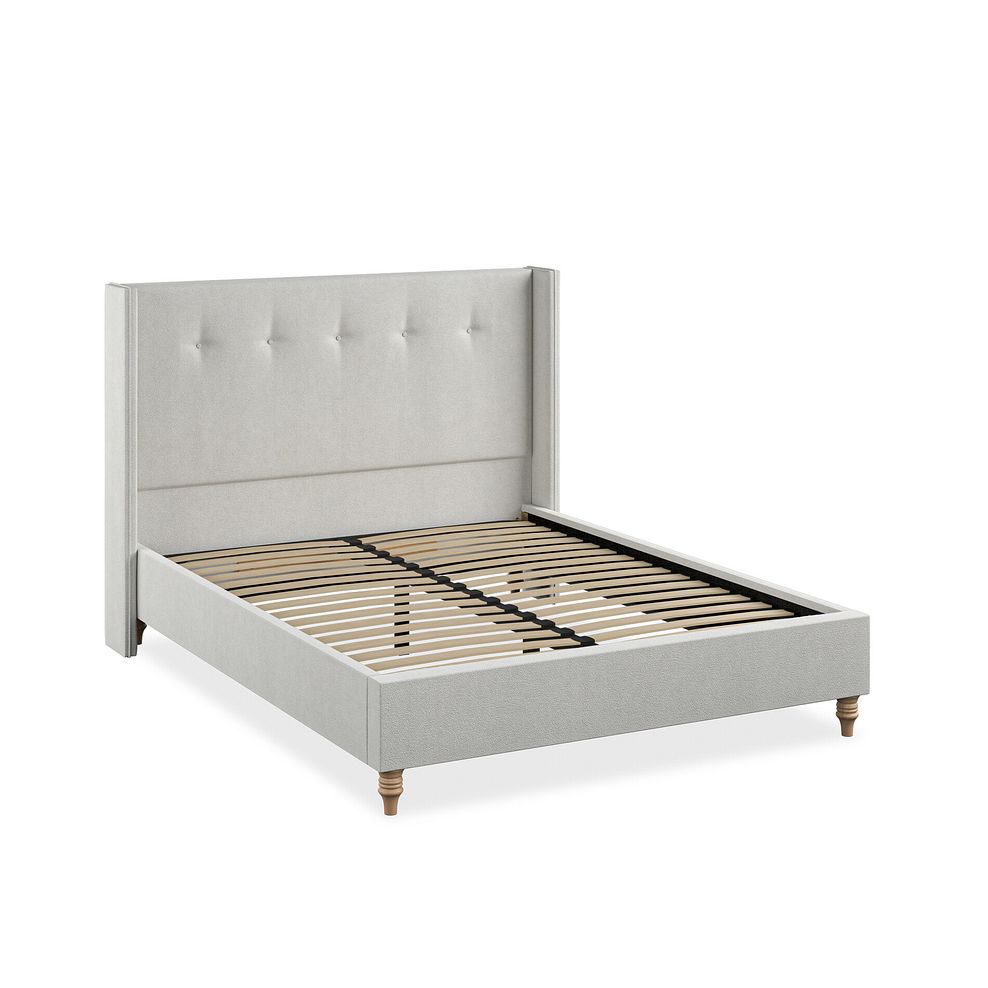 Kent King-Size Bed with Winged Headboard in Venice Fabric - Silver 2