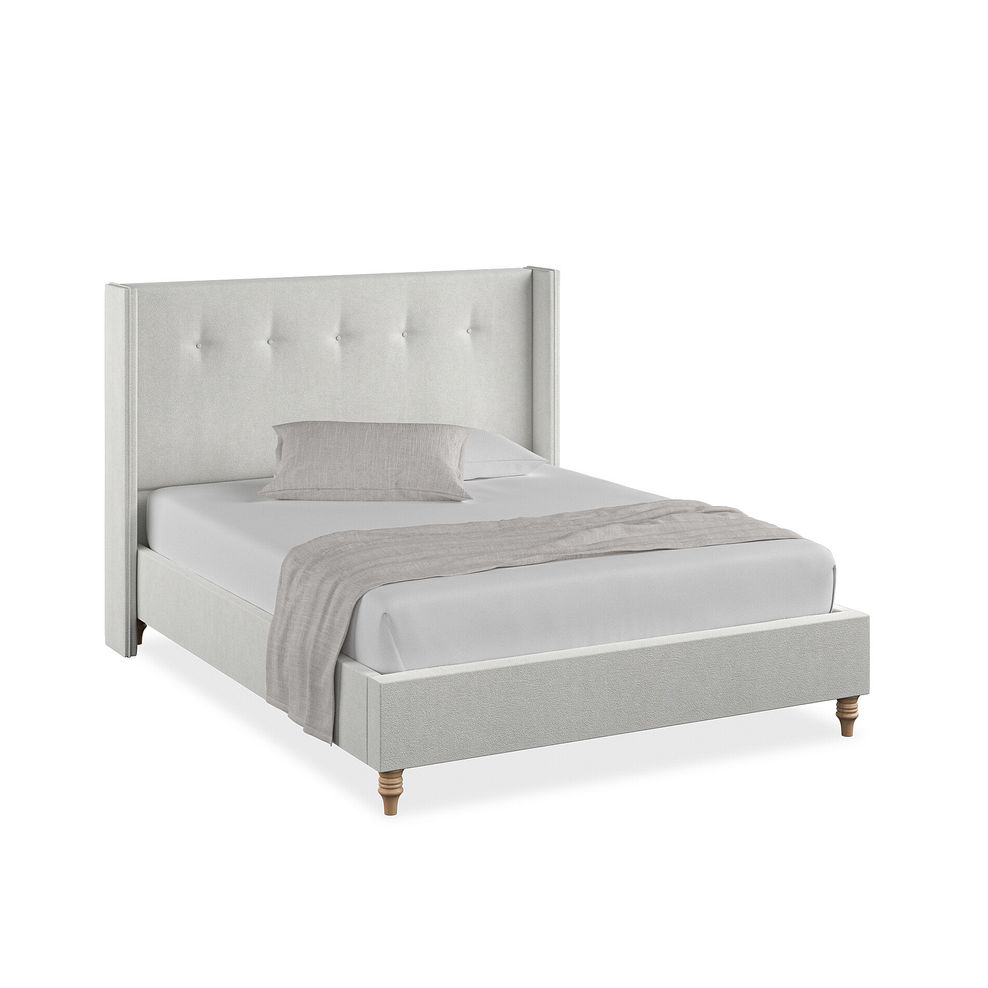 Kent King-Size Bed with Winged Headboard in Venice Fabric - Silver 1