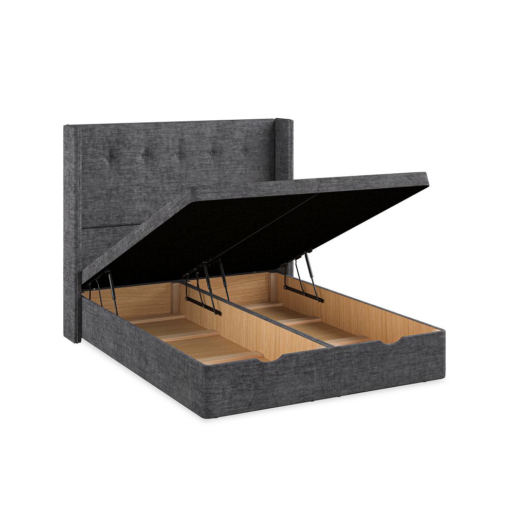 Kent King-Size Storage Ottoman Bed with Winged Headboard in Brooklyn Fabric - Asteroid Grey 3